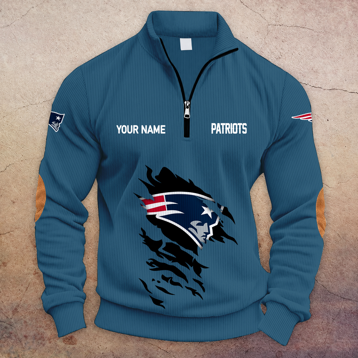 [TOUCHDOWN DEAL] NEW CUSTOMIZED NFL27 NEP NEW ENGLAND PATRIOTS MULTICOLOR STRIPED QUATER ZIP SWEATSHIRT