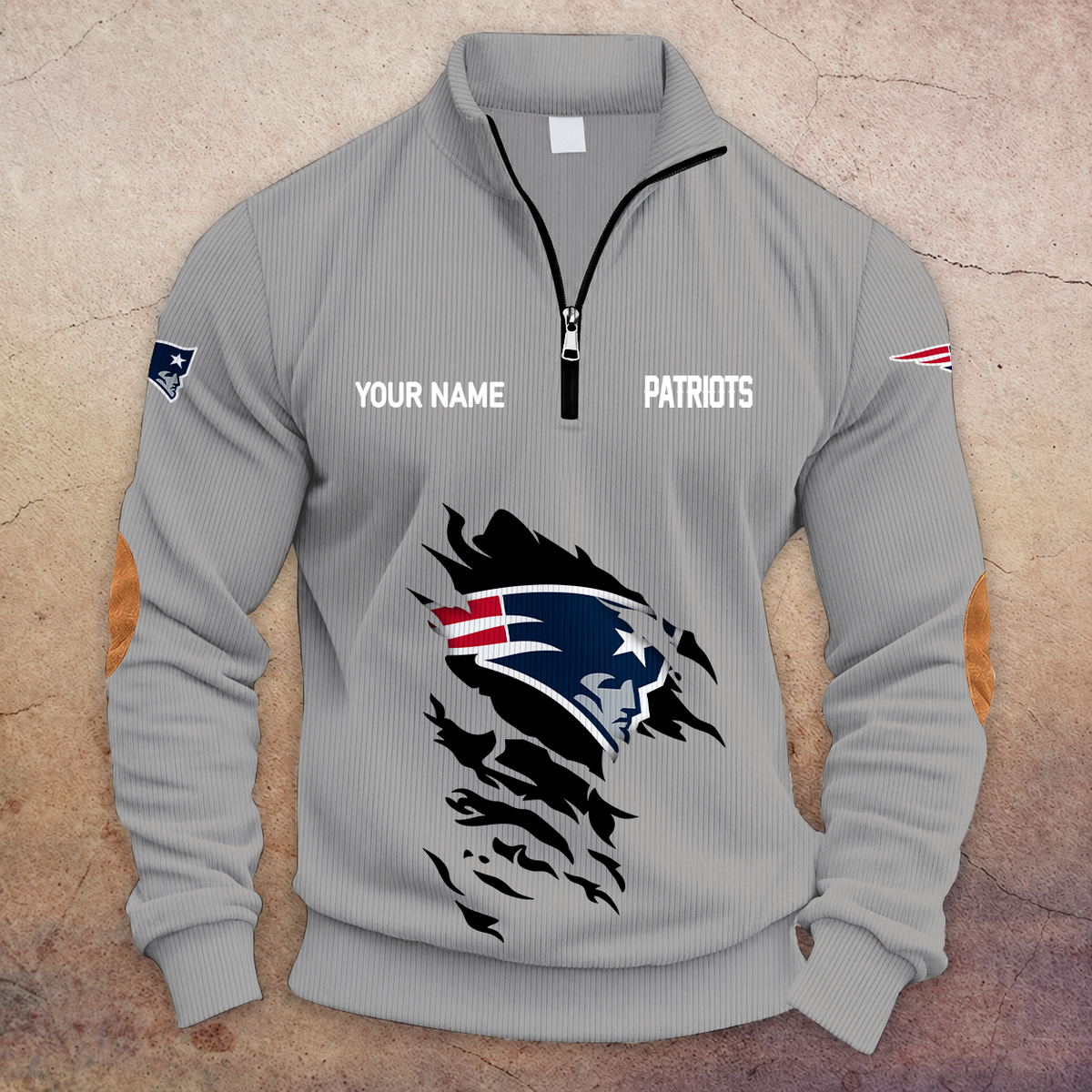 [TOUCHDOWN DEAL] NEW CUSTOMIZED NFL27 NEP NEW ENGLAND PATRIOTS MULTICOLOR STRIPED QUATER ZIP SWEATSHIRT