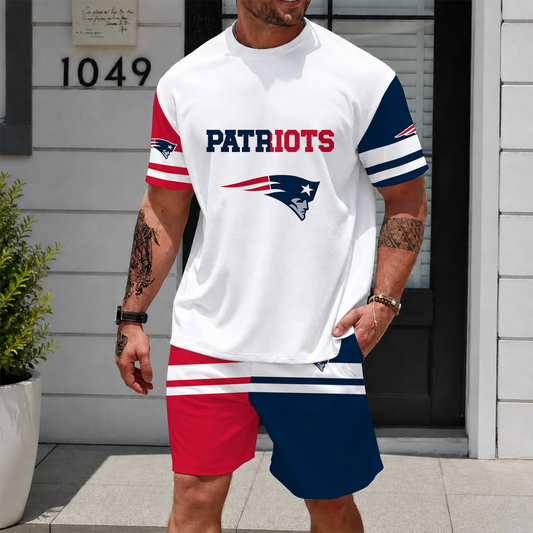 [TOUCHDOWN DEAL] NEWCUSTOMIZED NFL27 NEP NEW ENGLAND PATRIOTS UNISEX T-SHIRT & SHORTS SET