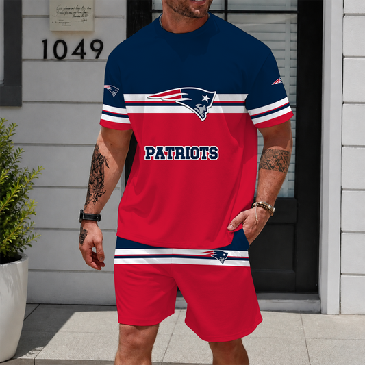[TOUCHDOWN DEAL] NEWCUSTOMIZED NFL27 NEP NEW ENGLAND PATRIOTS UNISEX T-SHIRT & SHORTS SET