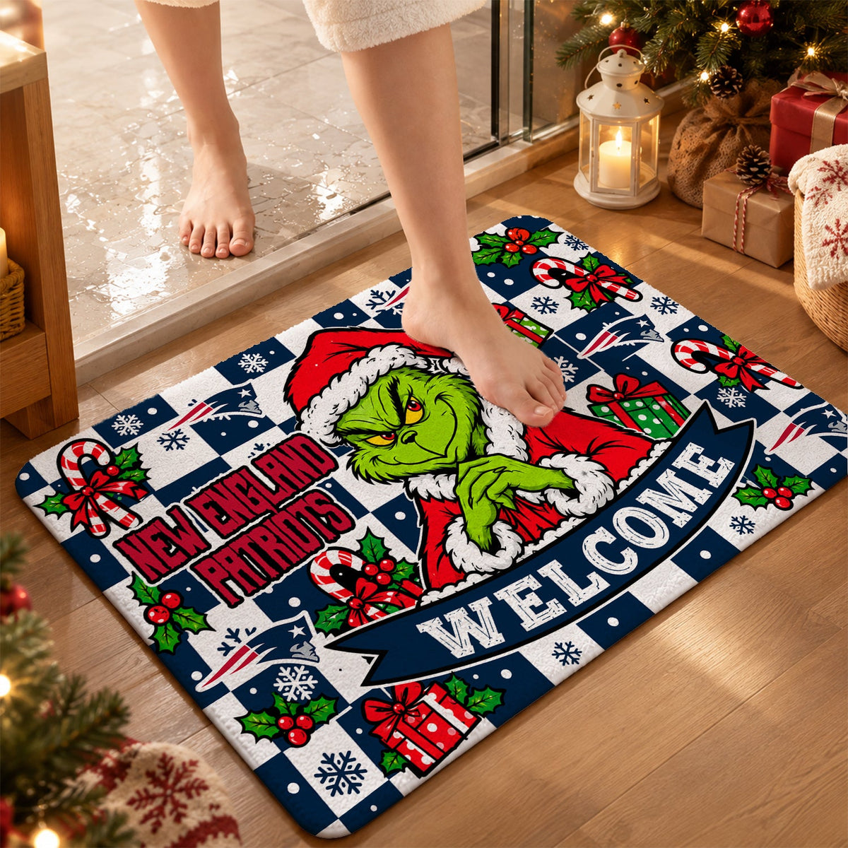 [TOUCHDOWN DEAL] NEW CUSTOMIZED NFL27 NEP THE PATRIOTS FLOOR MAT & DOOR MAT