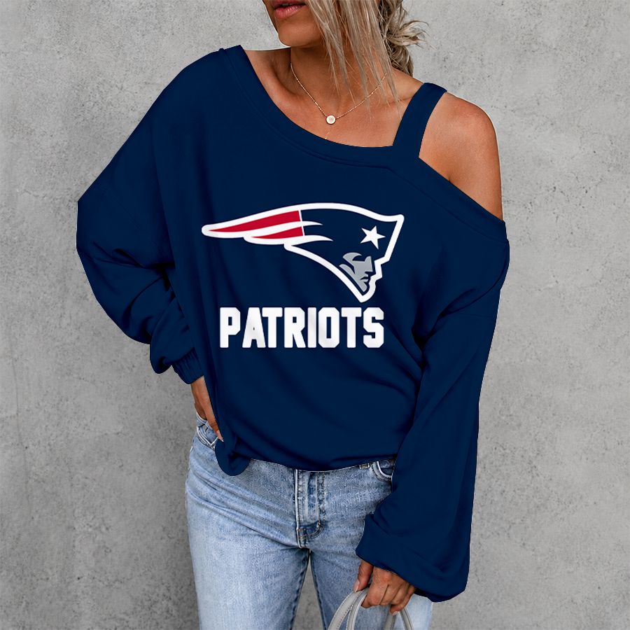 [SPECIAL OFFER] NEW CUSTOMIZED NFL27 NEP NEW ENGLAND PATRIOTS WOMEN'S OFF-SHOULDER LONG SLEEVE SHIRT