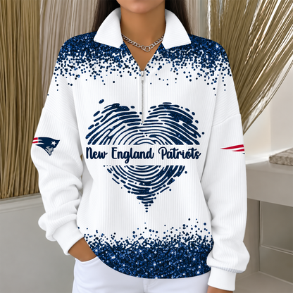 [TOUCHDOWN DEAL] NEW CUSTOMIZED NFL27 NEP THE PATRIOTS QUARTER ZIP RIBBED SWEATER