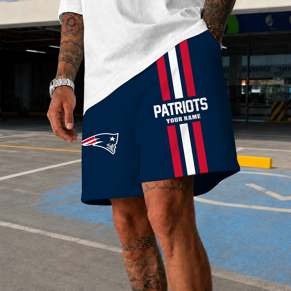 [TOUCHDOWN DEAL] NEW CUSTOMIZED NFL27 NEP NEW ENGLAND PATRIOTS SHORT PANTS