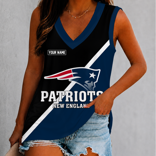 [TOUCHDOWN DEAL] NEW CUSTOMIZED NFL27 NEP NEW ENGLAND PATRIOTS WOMEN'S V-NECK TANK TOP