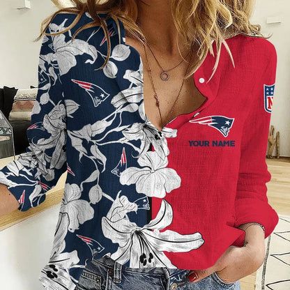 [TOUCHDOWN DEAL] NEW CUSTOMIZED NFL27 NEP NEW ENGLAND PATRIOTS WOMEN CASUAL SHIRT FOR FAN