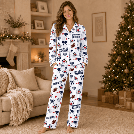 [TOUCHDOWN DEAL] NEW CUSTOMIZED NFL27 NEP NEW ENGLAND PATRIOTS HALLOWEEN LONG PAJAMAS SET