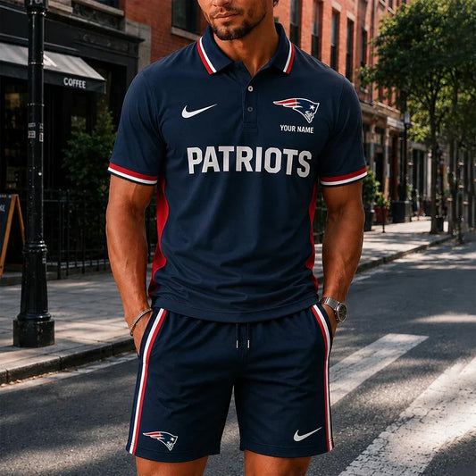 [TOUCHDOWN DEAL] NEW CUSTOMIZED NFL27 NEP NEW ENGLAND PATRIOTS POLO SHIRT & SHORT PANTS