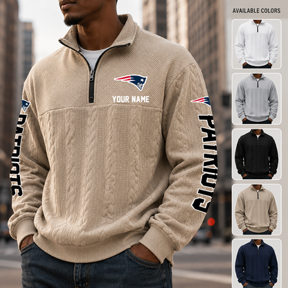 [TOUCHDOWN DEAL] NEW CUSTOMIZED NFL27 NEP NEW ENGLAND PATRIOTS MULTICOLOR QUARTER-ZIP SWEATSHIRT