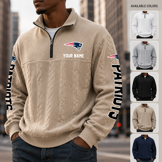 [TOUCHDOWN DEAL] NEW CUSTOMIZED NFL27 NEP NEW ENGLAND PATRIOTS MULTICOLOR QUARTER-ZIP SWEATSHIRT