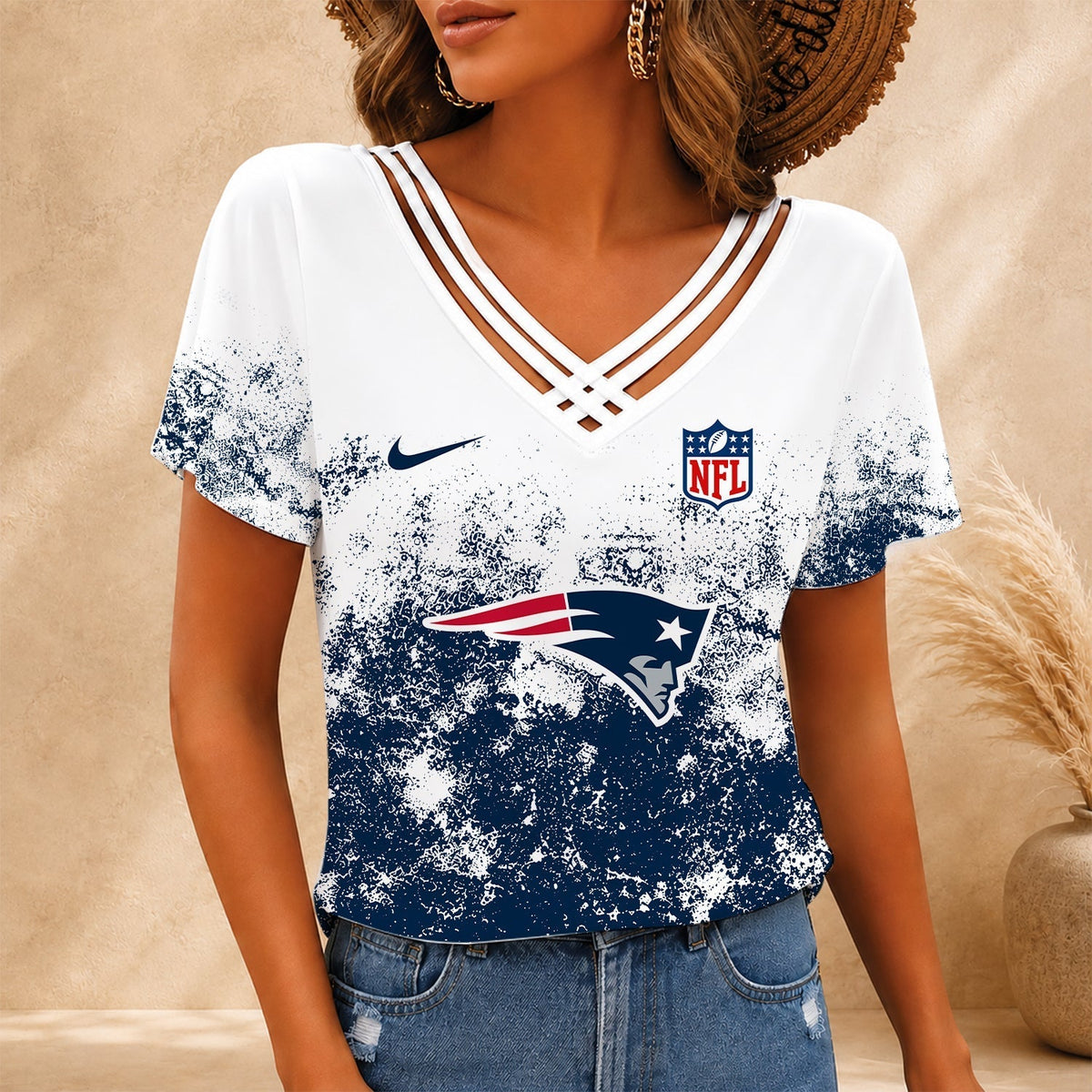 [TOUCHDOWN DEAL] NEW CUSTOMIZED NFL27 NEP NEW ENGLAND PATRIOTS V-NECK SHIRT