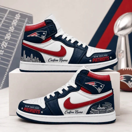 [TOUCHDOWN DEAL] NEW CUSTOMIZED NFL27 NEP NEW ENGLAND PATRIOTS AIR JORDAN 1