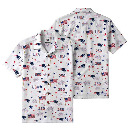 [TOUCHDOWN DEAL] NEW CUSTOMIZED NFL27 NEP NEW ENGLAND PATRIOTS PATRIOTIC 250 USA HAWAIIAN SHIRT