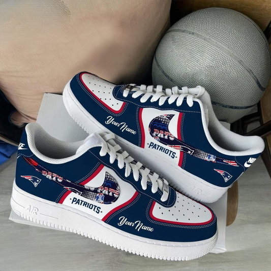 [TOUCHDOWN DEAL] NEW CUSTOMIZED NFL27 NEP NEW ENGLAND PATRIOTS AF1 SNEAKERS