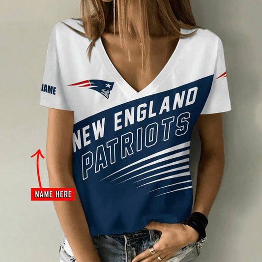 [TOUCHDOWN DEAL] NEW CUSTOMIZED NFL27 NEP NEW ENGLAND PATRIOTS V-NECK FEMALE SHIRT