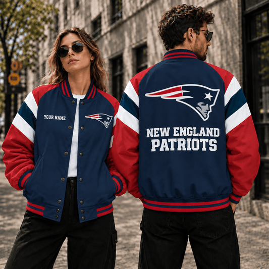 [TOUCHDOWN DEAL] NEW CUSTOMIZED NFL27 NEP NEW ENGLAND PATRIOTS SATIN VARSITY & BASEBALL JACKET