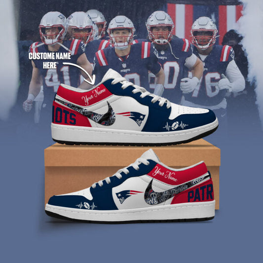 [TOUCHDOWN DEAL] NEW CUSTOMIZED NFL27 NEP NEW ENGLAND PATRIOTS AIR JORDAN LOW SHOES