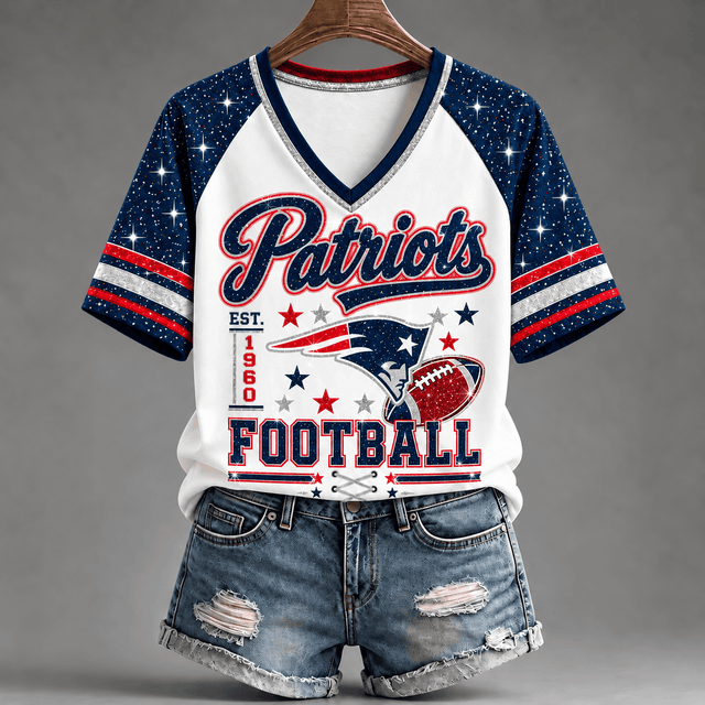[TOUCHDOWN DEAL] NEW CUSTOMIZED NFL27 NEP THE PATRIOTS BUC-EE'S V-NECK FEMALE SHIRT