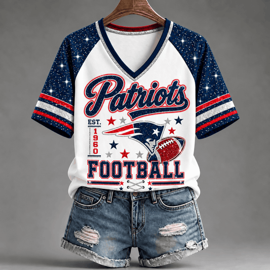 [TOUCHDOWN DEAL] NEW CUSTOMIZED NFL27 NEP THE PATRIOTS BUC-EE'S V-NECK FEMALE SHIRT
