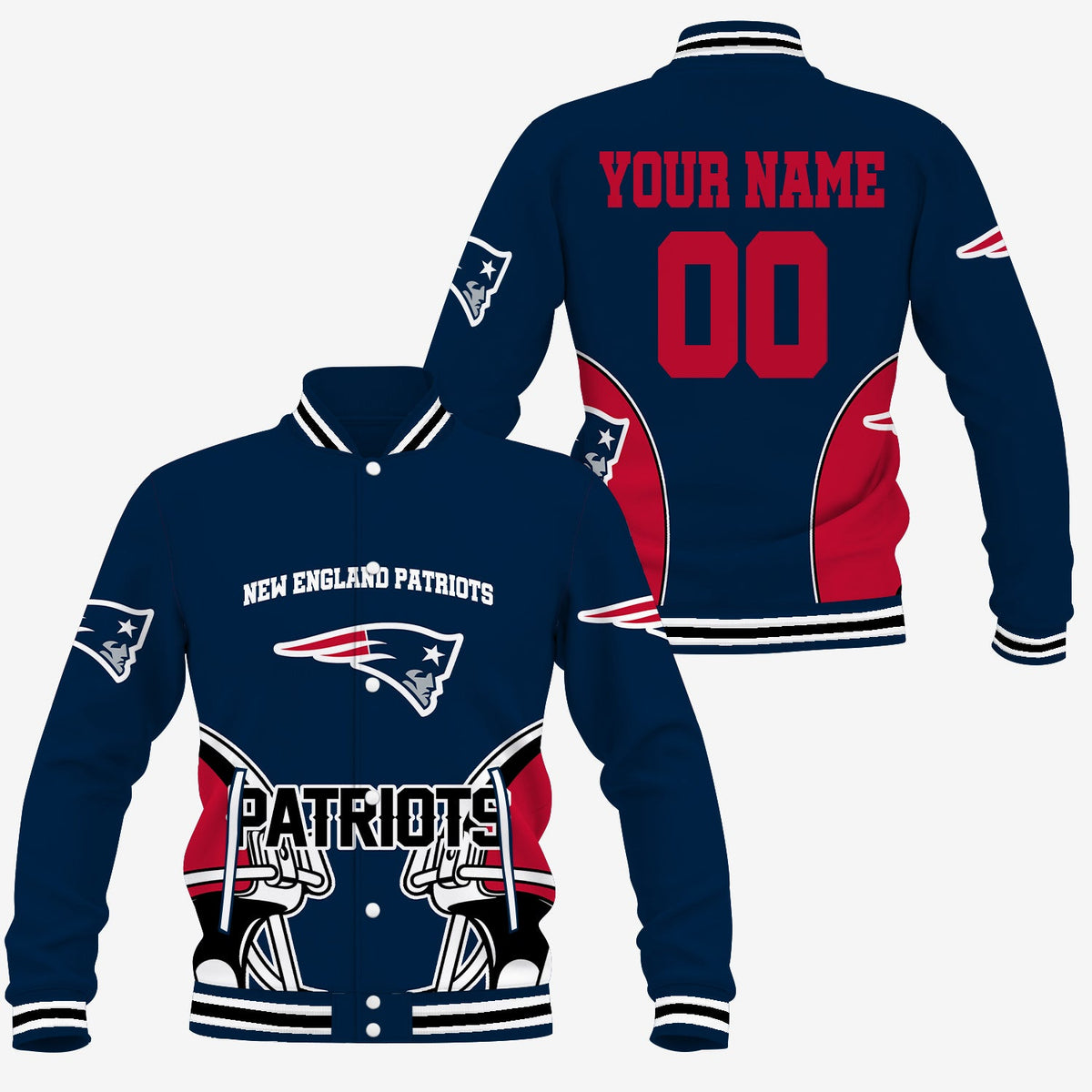 [TOUCHDOWN DEAL] NEW CUSTOMIZED NFL27 NEP NEW ENGLAND PATRIOTS SATIN VARSITY & BASEBALL JACKET
