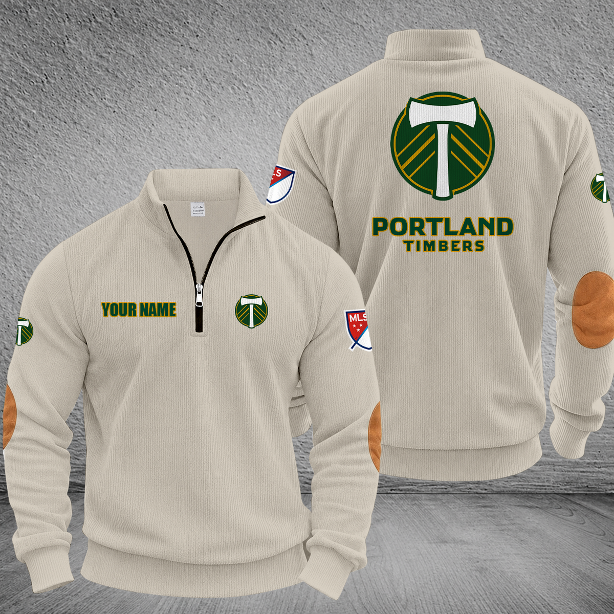 [GOAL DEAL] NEW CUSTOMIZED MLS27 PLT PORTLAND TIMBERS MULTICOLOR STRIPED QUATER ZIP SWEATSHIRT