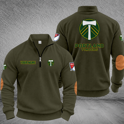 [GOAL DEAL] NEW CUSTOMIZED MLS27 PLT PORTLAND TIMBERS MULTICOLOR STRIPED QUATER ZIP SWEATSHIRT