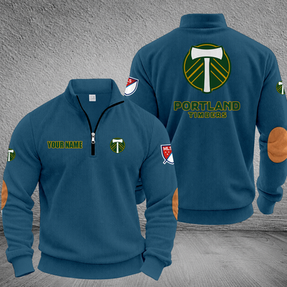 [GOAL DEAL] NEW CUSTOMIZED MLS27 PLT PORTLAND TIMBERS MULTICOLOR STRIPED QUATER ZIP SWEATSHIRT
