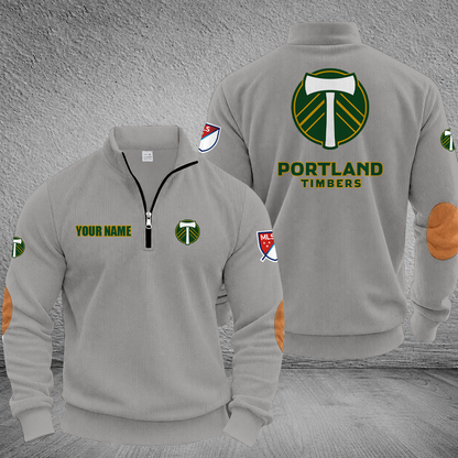 [GOAL DEAL] NEW CUSTOMIZED MLS27 PLT PORTLAND TIMBERS MULTICOLOR STRIPED QUATER ZIP SWEATSHIRT