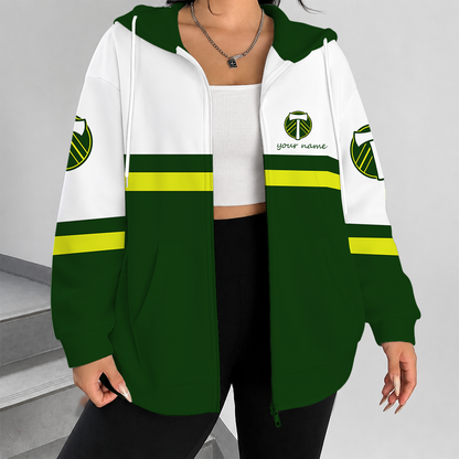 [GOAL DEAL] NEW CUSTOMIZED MLS27 PLT PORTLAND TIMBERS ZIP HOODIE