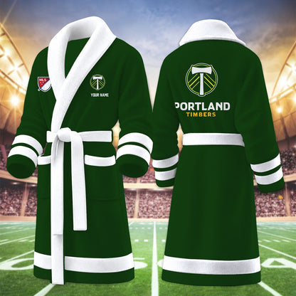 [GOAL DEAL] NEW CUSTOMIZED MLS27 PLT PORTLAND TIMBERS FLEECE BATHROBE