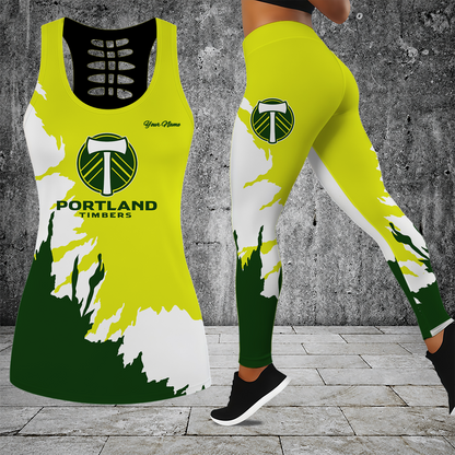 [GOAL DEAL] NEW CUSTOMIZED MLS27 PLT PORTLAND TIMBERS HOLLOW TANK TOP & LEGGINGS SET
