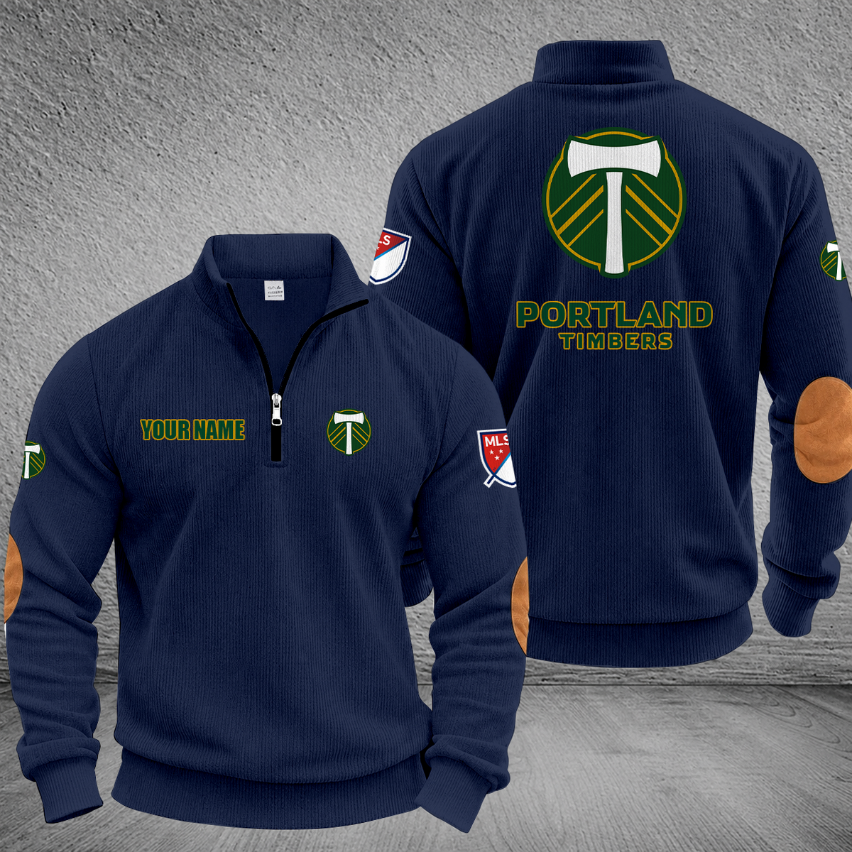 [GOAL DEAL] NEW CUSTOMIZED MLS27 PLT PORTLAND TIMBERS MULTICOLOR STRIPED QUATER ZIP SWEATSHIRT