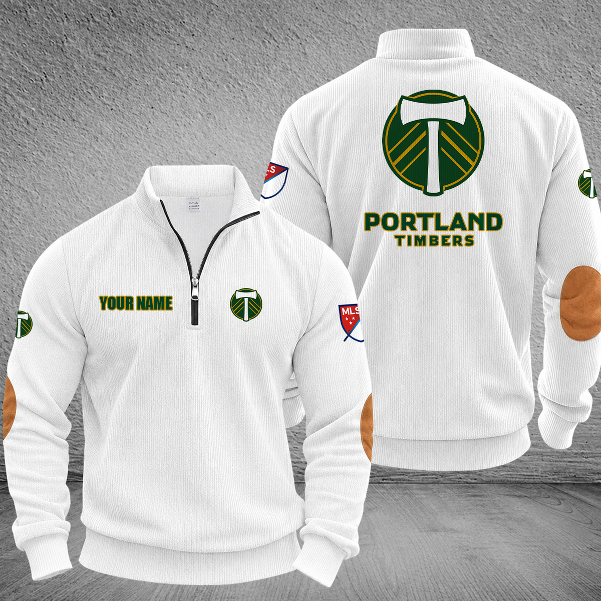 [GOAL DEAL] NEW CUSTOMIZED MLS27 PLT PORTLAND TIMBERS MULTICOLOR STRIPED QUATER ZIP SWEATSHIRT
