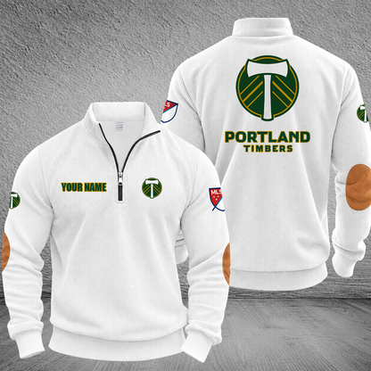 [GOAL DEAL] NEW CUSTOMIZED MLS27 PLT PORTLAND TIMBERS MULTICOLOR STRIPED QUATER ZIP SWEATSHIRT
