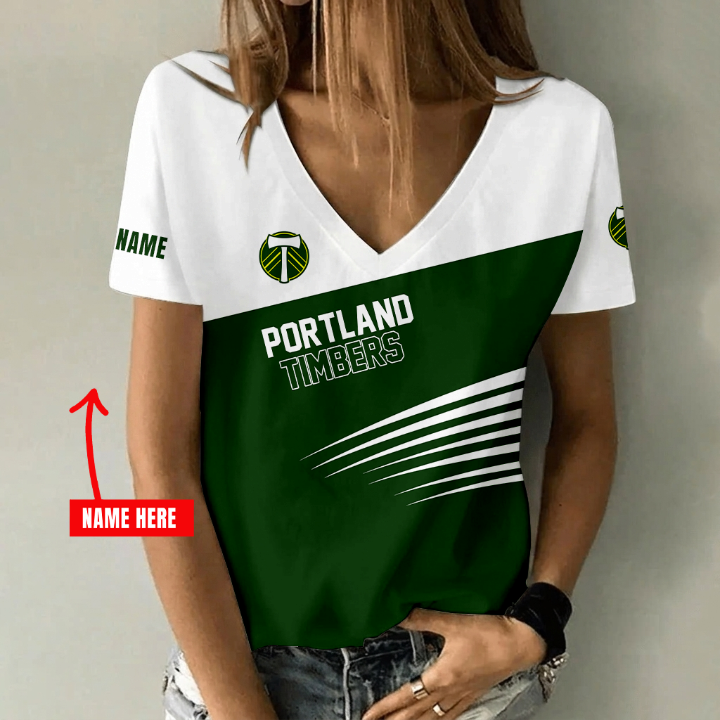 [GOAL DEAL] NEW CUSTOMIZED MLS27 PLT PORTLAND TIMBERS V-NECK FEMALE SHIRT