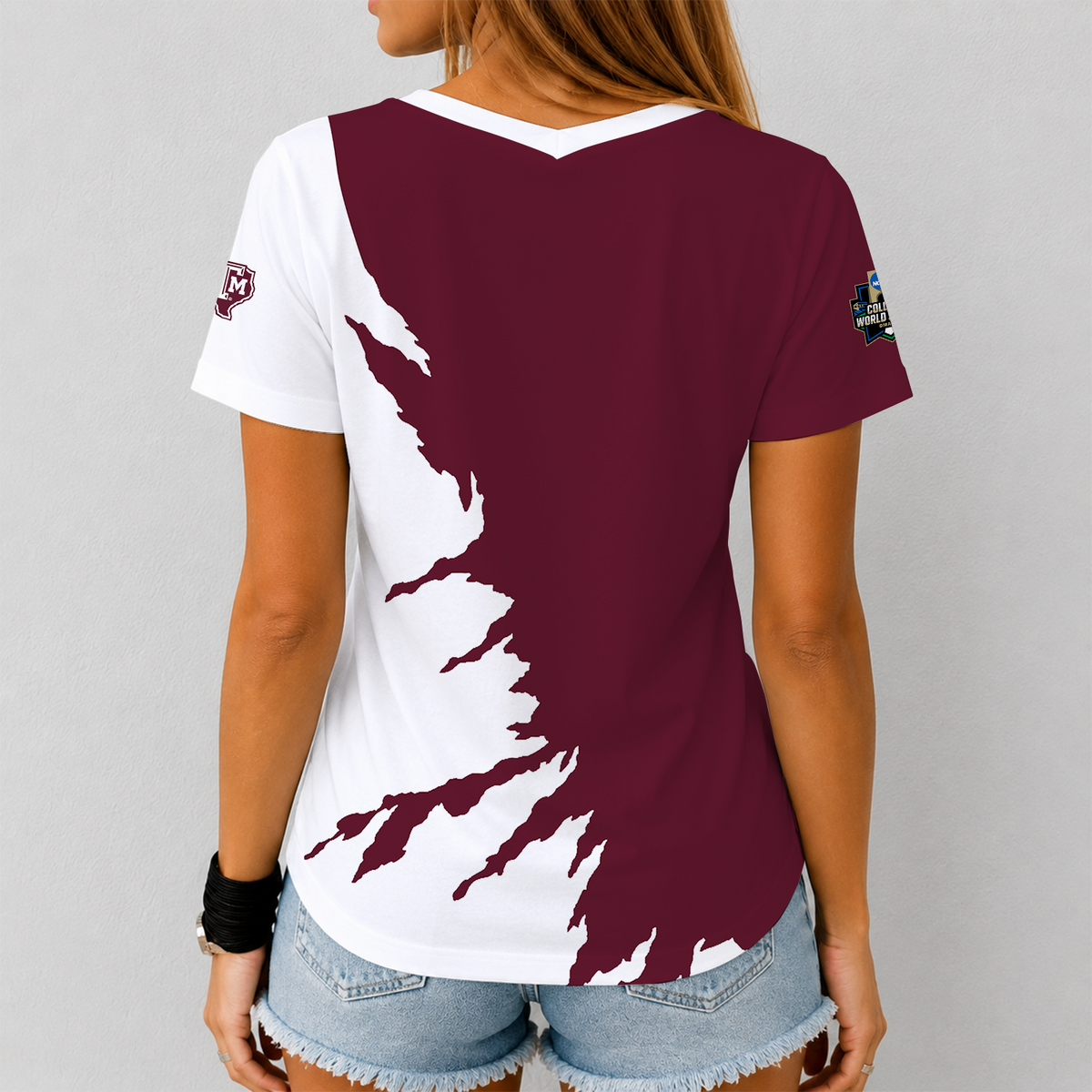 [HOMERUN DEAL] NEW CUSTOMIZED NCAA CWS27 TAA TEXAS A&M AGGIES V-NECK FEMALE SHIRT