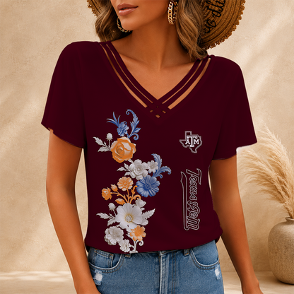 [HOMERUN DEAL] NEW CUSTOMIZED NCAA CWS27 TAA TEXAS A&M AGGIES V-NECK SHIRT
