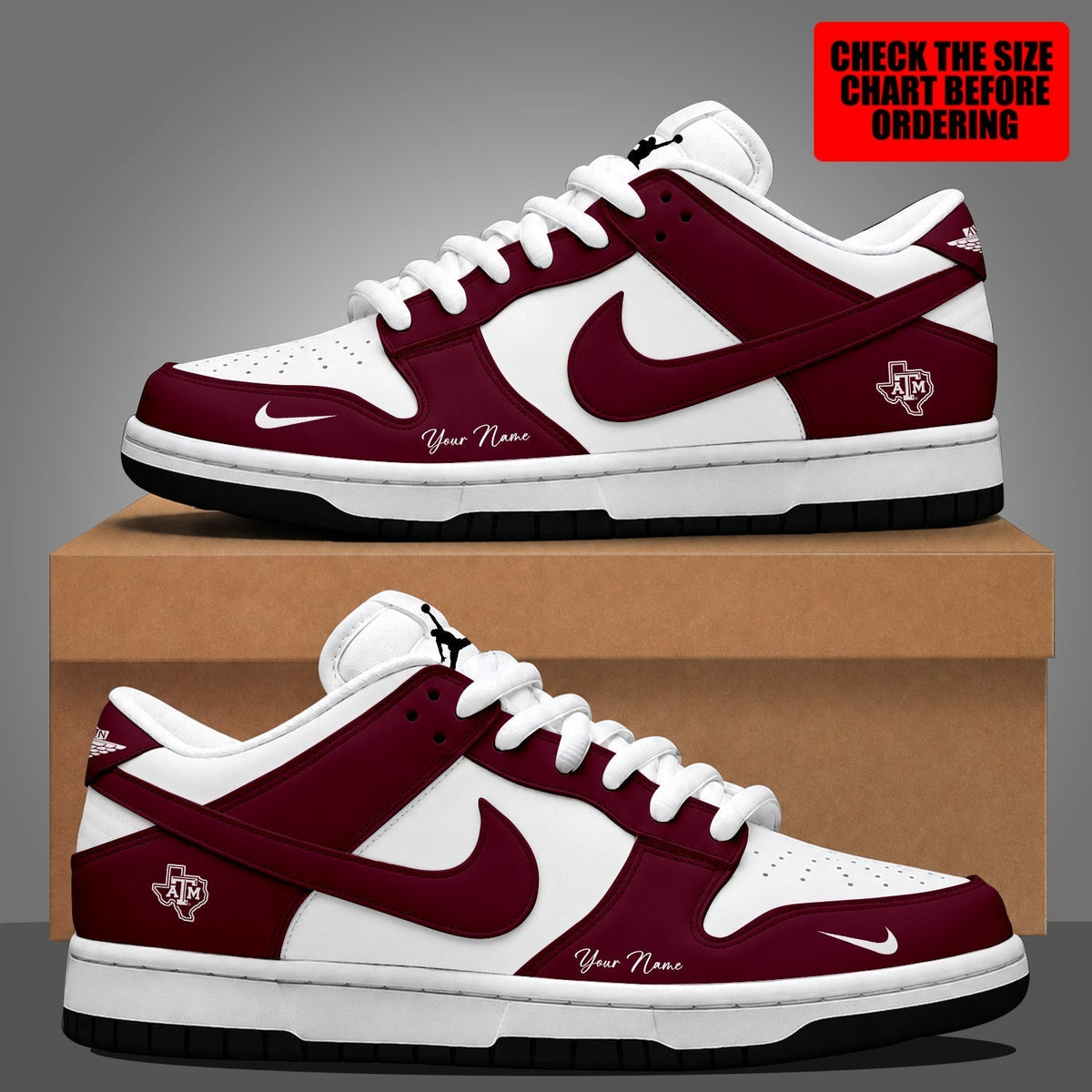 [HOMERUN DEAL] NEW CUSTOMIZED NCAA CWS27 TAA TEXAS A&M AGGIES DUNK LOW SHOES