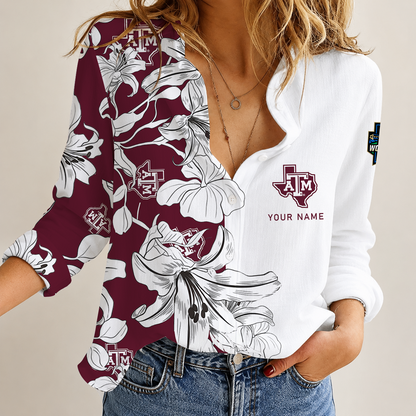 [HOMERUN DEAL] NEW CUSTOMIZED NCAA CWS27 TAA TEXAS A&M AGGIES WOMEN CASUAL SHIRT