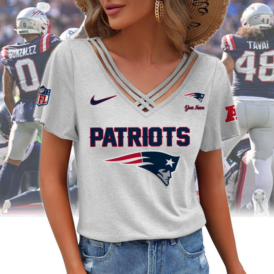 [TOUCHDOWN DEAL] NEW CUSTOMIZED NFL27 NEP NEW ENGLAND PATRIOTS V-NECK SHIRT