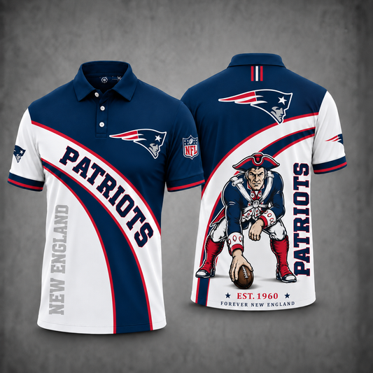 [TOUCHDOWN DEAL] NEW CUSTOMIZED NFL27 NEP NEW ENGLAND PATRIOTS POLO SHIRT