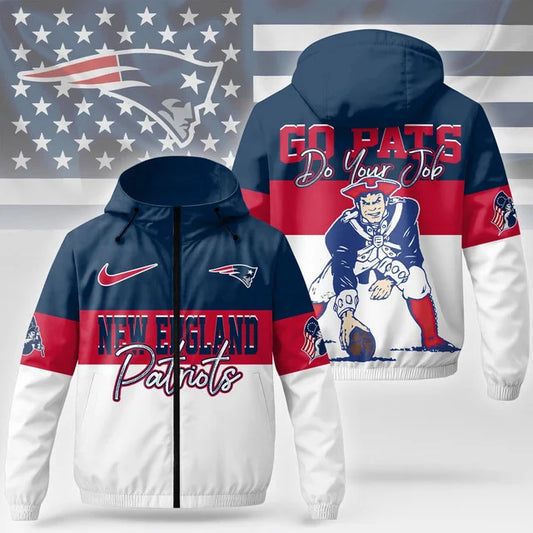 [TOUCHDOWN DEAL] NEW CUSTOMIZED NFL27 NEP NEW ENGLAND PATRIOTS WINDBREAKER JACKET