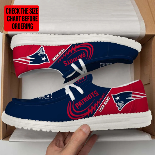 [TOUCHDOWN DEAL] NEW CUSTOMIZED NFL27 NEP NEW ENGLAND PATRIOTS LOAFER SHOES