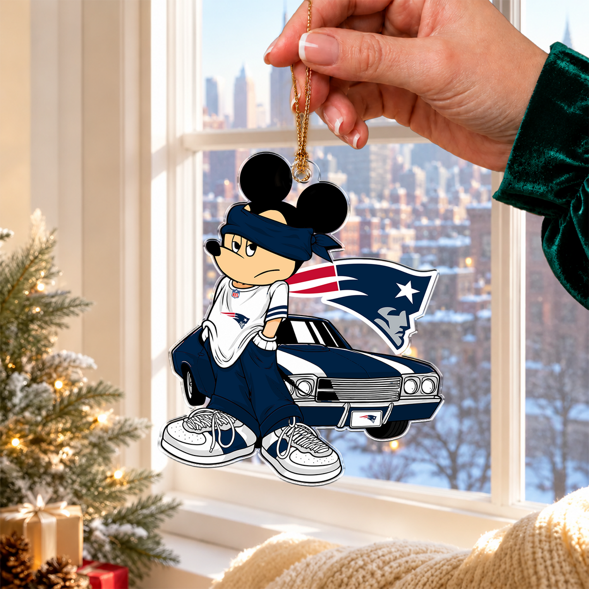 [TOUCHDOWN DEAL] NEW CUSTOMIZED NFL27 NEP NEW ENGLAND PATRIOTS CHRISTMAS ACRYLIC ORNAMENT