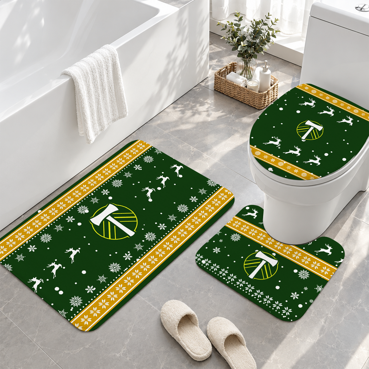 [GOAL DEAL] NEW CUSTOMIZED MLS27 PLT PORTLAND TIMBERS 3-PIECE BATHROOM RUG SET