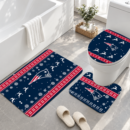 [TOUCHDOWN DEAL] NEW CUSTOMIZED NFL27 NEP NEW ENGLAND PATRIOTS 3-PIECE BATHROOM RUG SET