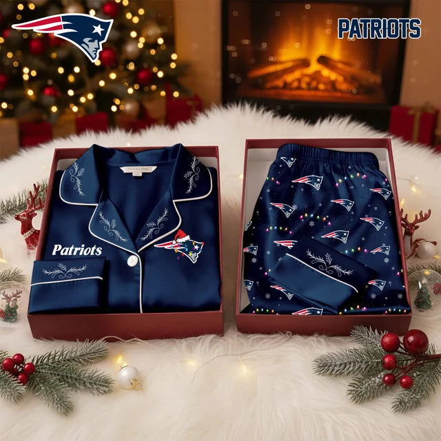 [TOUCHDOWN DEAL] NEW CUSTOMIZED NFL27 NEP NEW ENGLAND PATRIOTS LONG-SLEEVE PAJAMA SET