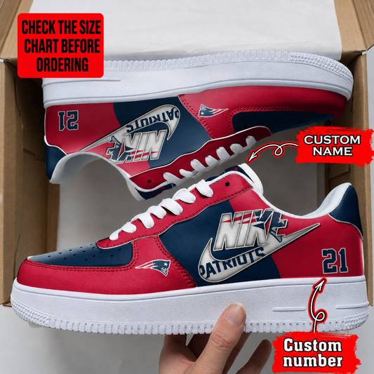 [TOUCHDOWN DEAL] NEW CUSTOMIZED NFL27 NEP NEW ENGLAND PATRIOTS AF1 SHOES