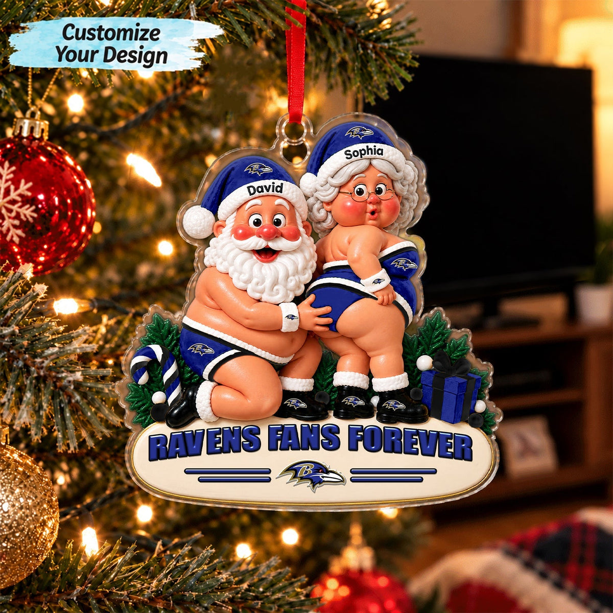[TOUCHDOWN DEAL] NEW CUSTOMIZED NFL28 BTR BALTIMORE RAVENS CHRISTMAS ACRYLIC ORNAMENT