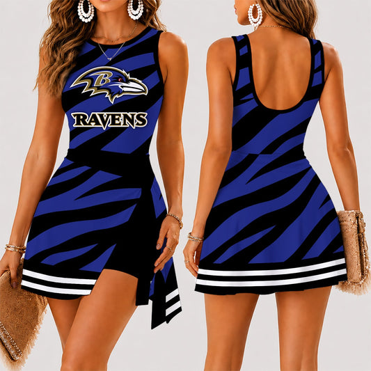 [TOUCHDOWN DEAL] NEW CUSTOMIZED NFL28 BTR BALTIMORE RAVENS WOMEN'S SUMMER SKORT DRESS